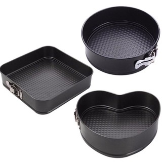 Set 3 Khuôn Làm Bánh Chống Dính Hình Tròn / Vuông / Trái Tim Tiện Dụng( size 24,26,28cm)