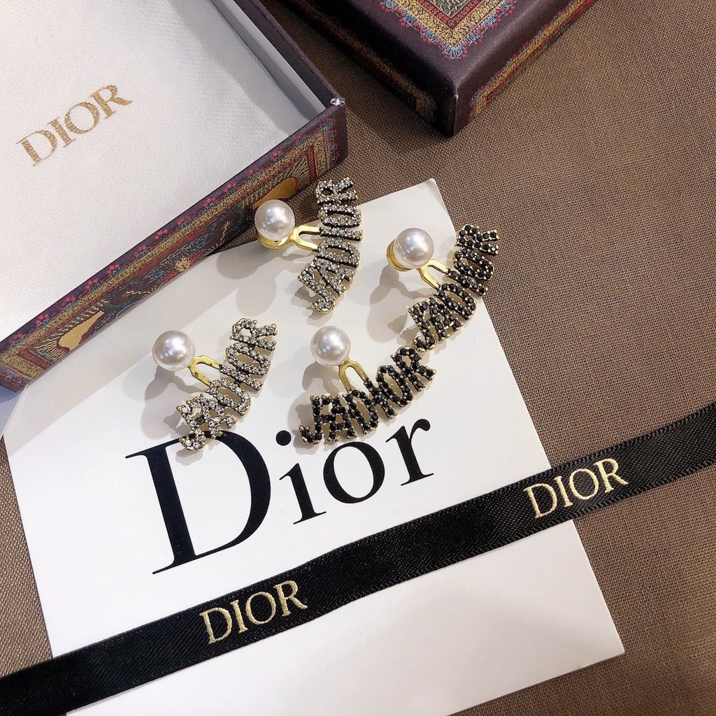 Khuyên Tai Tròn Khắc Chữ Dior Bằng Thép Titanium Thời Trang Cho Nữ