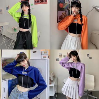 Set Áo Hoodie Croptop Kèm Áo Trong 2 Dây Dáng Ôm
