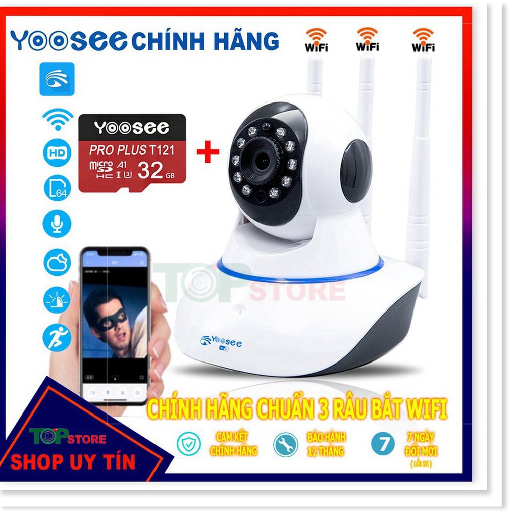 [ Chính Hãng ] CAMERA YOOSEE CHUẨN 3 RÂU BẮT SÓNG WIFI Kèm Thẻ Nhớ 32Gb