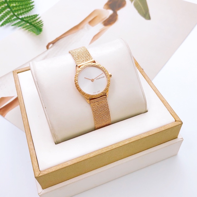 Đồng hồ nữ Calvin Klein màu vàng hồng, kích thước 24mm