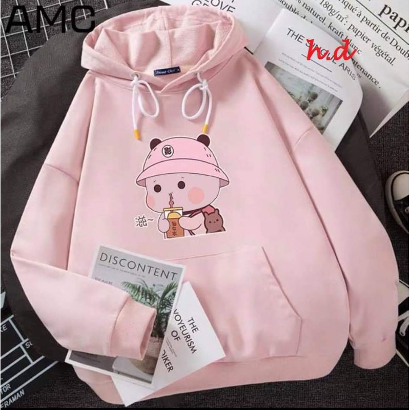 Áo hoodie em bé hút nước mũ hồng HARI0819