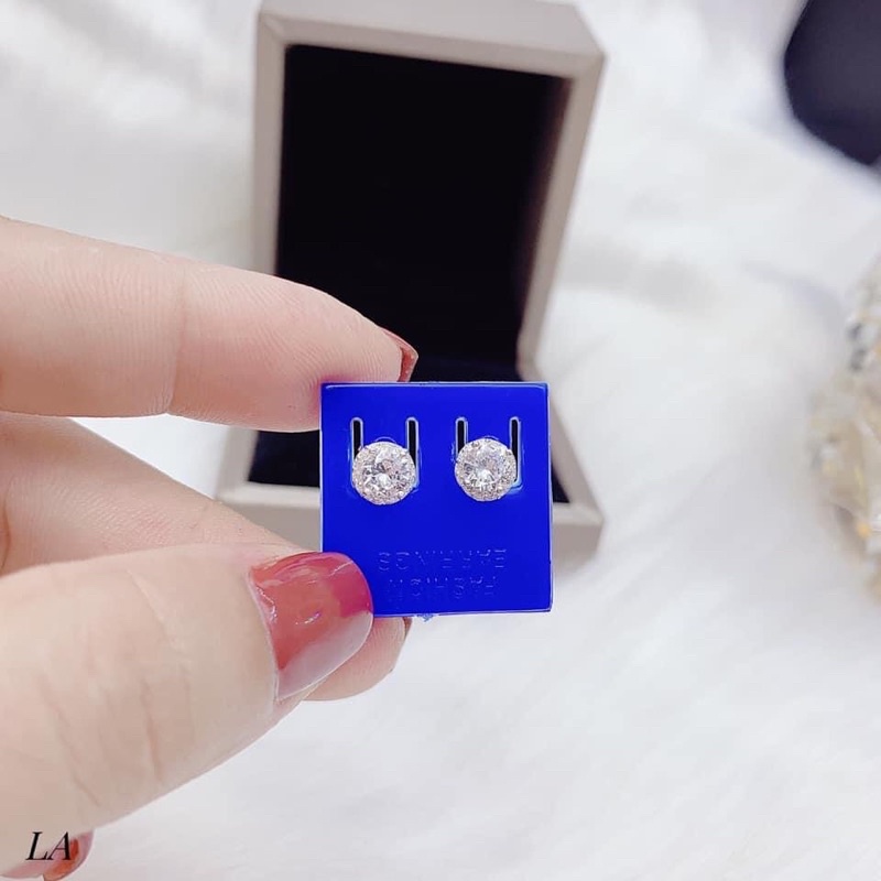 Bông tai nụ đá bạc