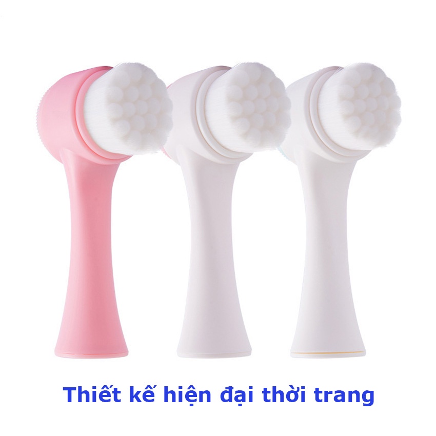 Bàn chải rửa mặt 2 đầu silicone, Dụng Cụ Rửa Mặt 2 Đầu Silicone cầm tay, máy rửa mặt cầm tay [Có sẵn]