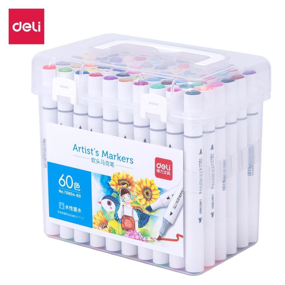 Bút màu marker thân tròn hai đầu Deli