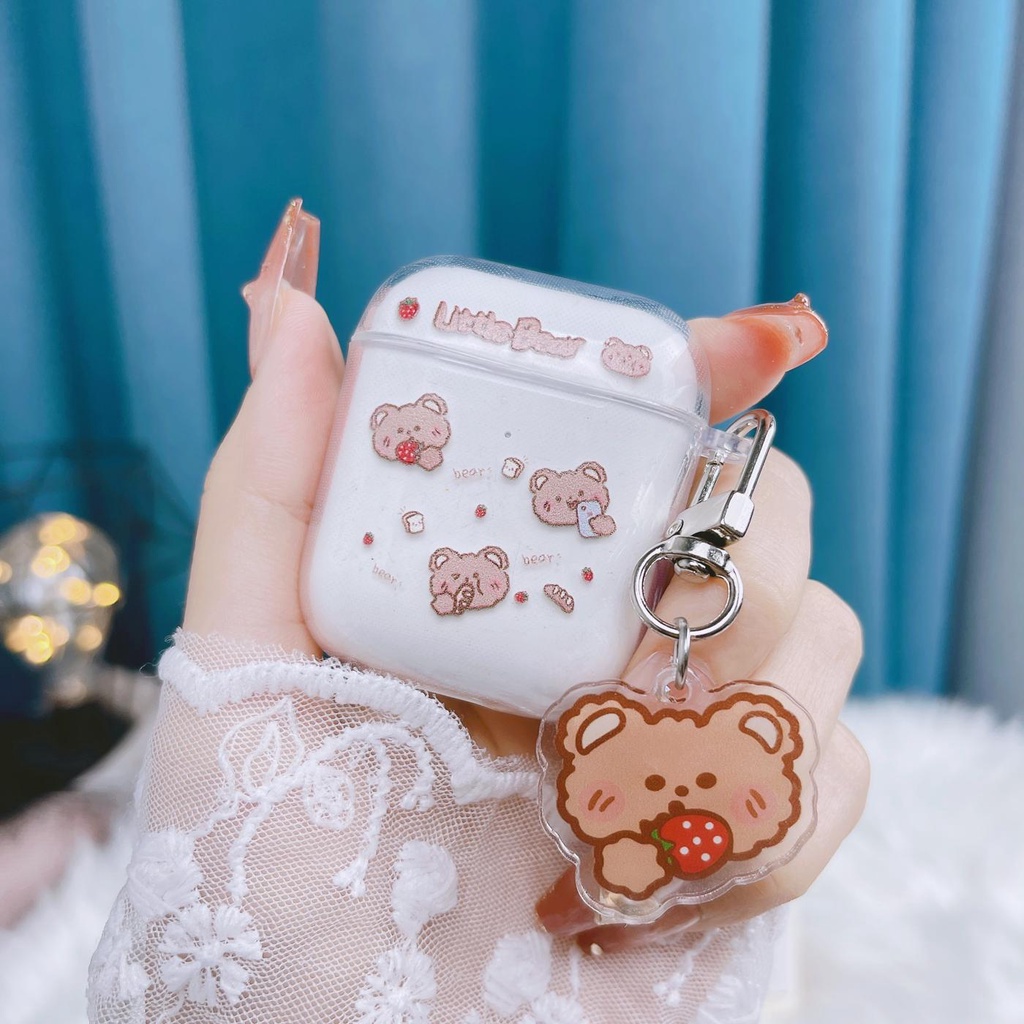 Vỏ Bảo Vệ Hộp Sạc Tai nghe không dây Airpods 1/2/3/Pro 2021 inPods i12 Bằng Tpu Mềm Chống Sốc Hình Gấu Hoạt Hình