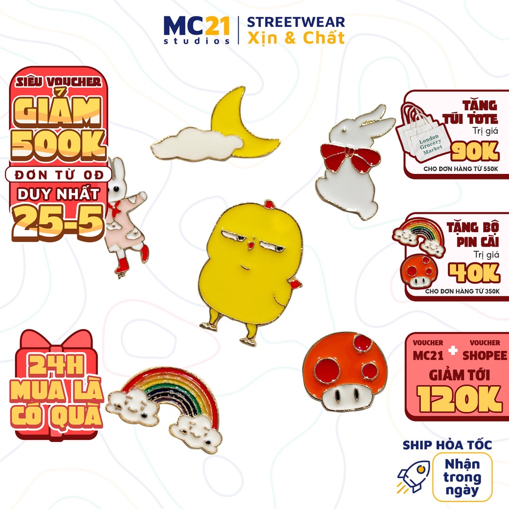 Pin cài áo MINION CLOTHING hình ngẫu nhiên chất lượng tốt không gỉ có thể cài mũ, túi, balo, quần p0001