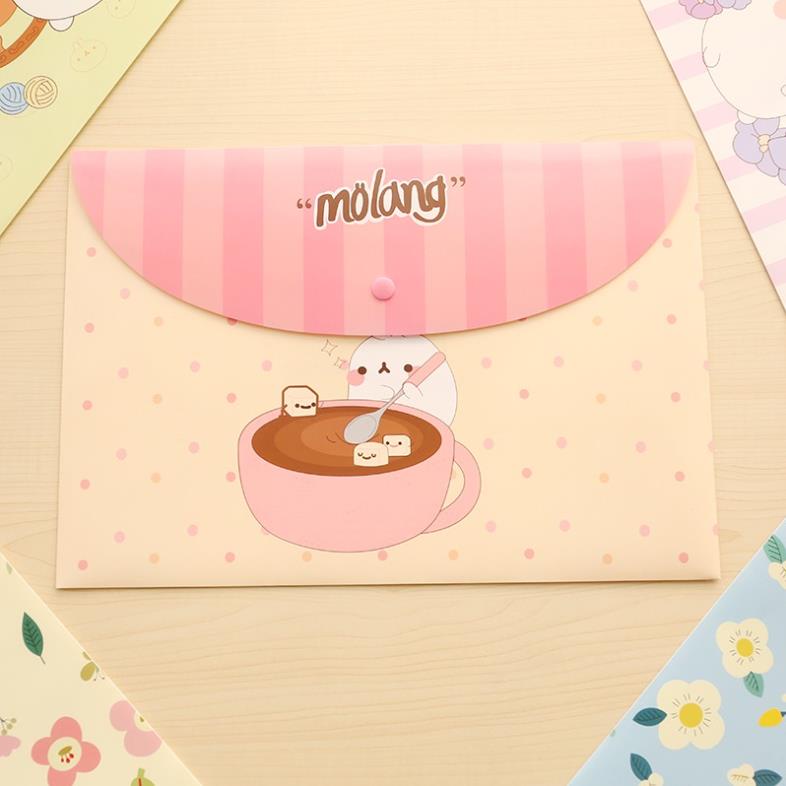 Túi đựng tài liệu A4 , túi đựng hồ sơ hình dễ thương chống nước Molang sticker