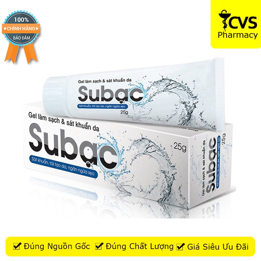 Gel Subạc - làm sạch, sát khuẩn, tái tạo da và ngăn ngừa sẹo Su Bạc 25g - cvspharmacy