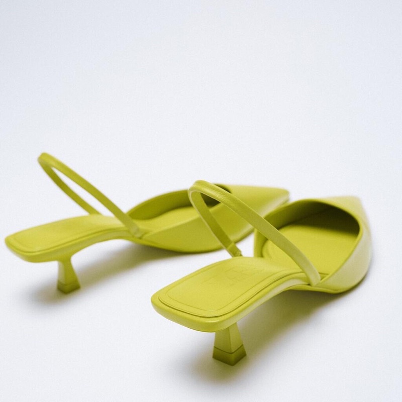 GIÀY CAO GÓT ZARA HỞ GÓT ĐẾ AIRFIT MÀU XANH LÁ