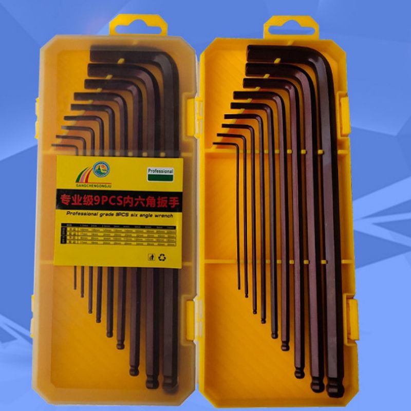 Bộ Lục Giác Chuôi Bi 9 Chi Tiết Bằng Thép Siêu Cứng Chống Bẻ Cong Uốn Gãy