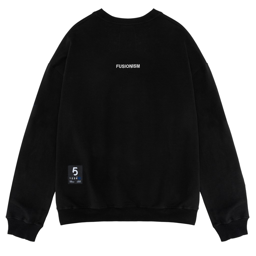 Áo Sweater Thêu Logo Bò Sữa 05SM Fusionism - Màu Trắng Đen - Unisex - Form Oversize