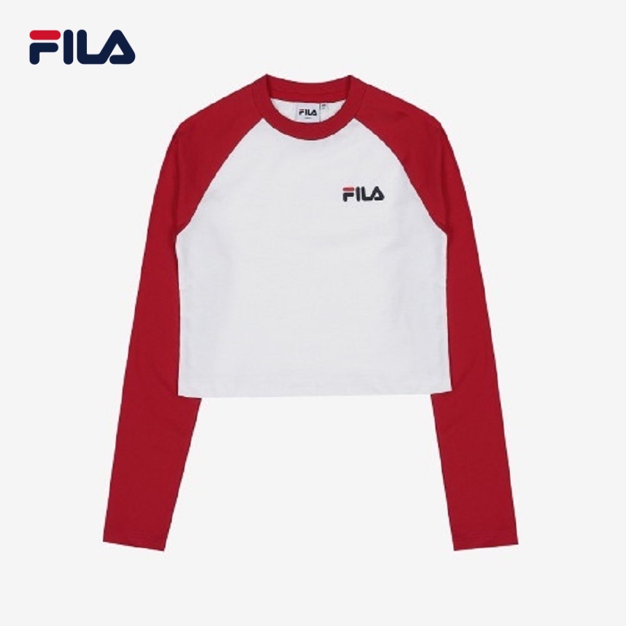 Áo thun crop tay dài nữ Fila Small Logo Color Raglan - FS2RLC1151F-DRD