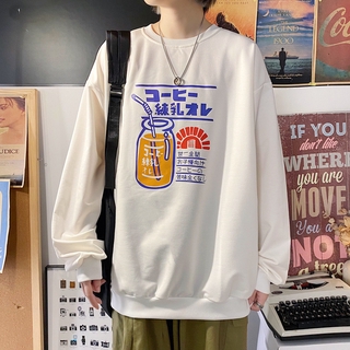 Áo nỉ dài tay in họa tiết phong cách Hàn Quốc thời trang size M-5XL cho cặp đôi