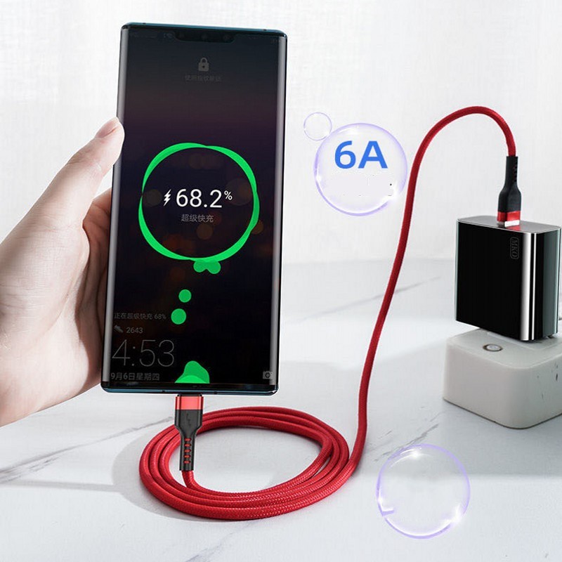 Cáp Sạc Nhanh USB Type C 1M/2M / 6A 66W Cho Android & Huawei