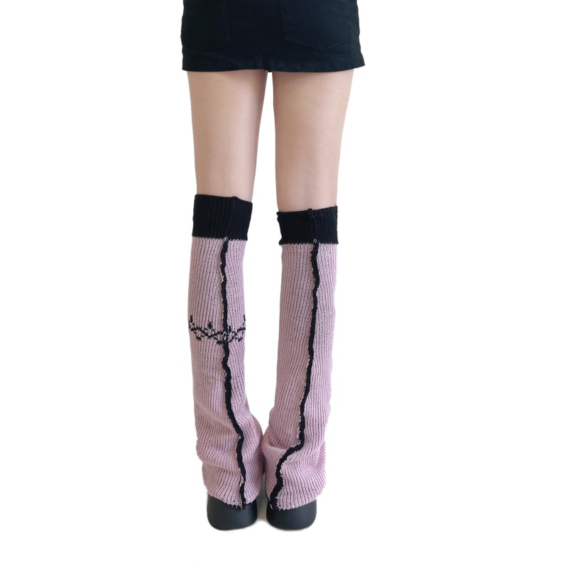 Xixi Vỏ Bọc Chân Dệt Kim In Chữ Thập Phong Cách Gothic Thời Trang Mùa Thu Cho Nữ