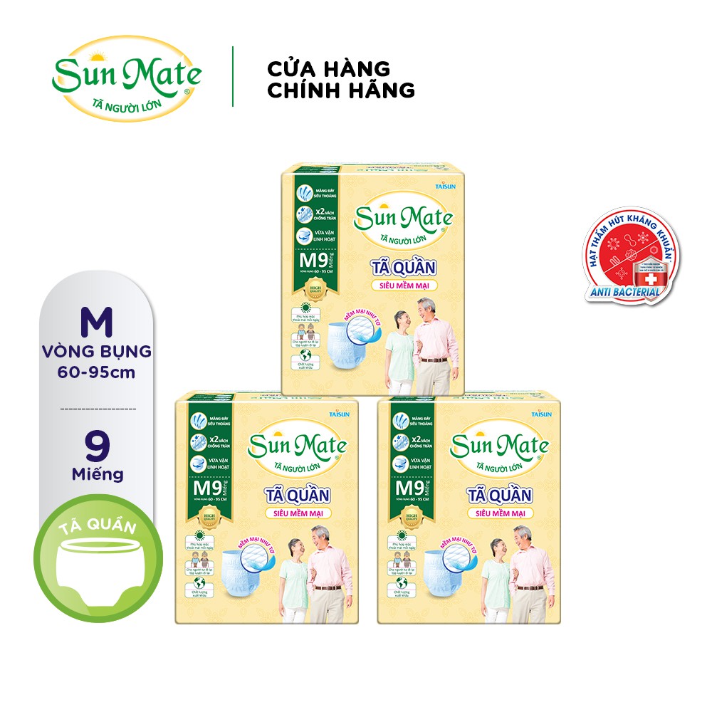 Combo 3 Tã Quần Siêu Mềm SUNMATE M09