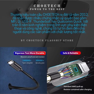 DÂY CÁP SẠC TYPE-C CHOETECH CC002