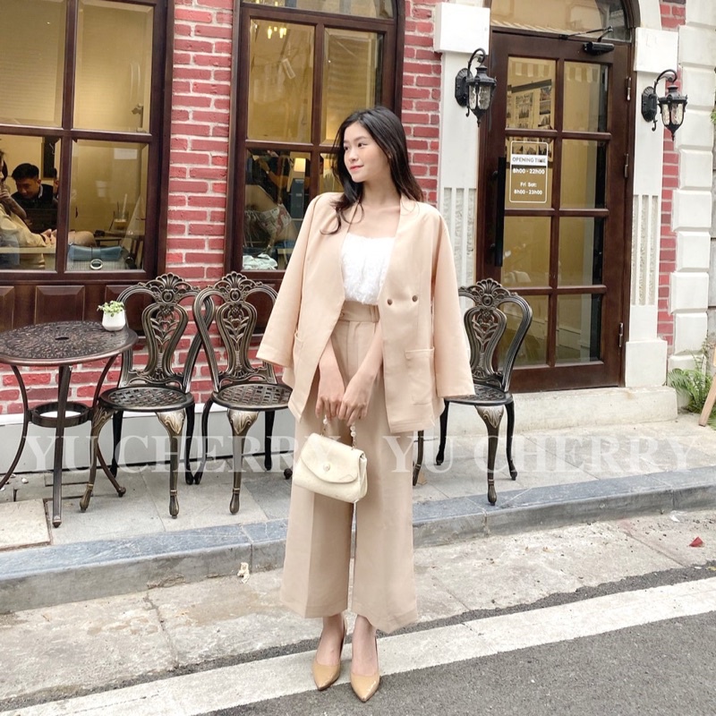 YU CHERRY | Quần nữ suông cập vừa, thiết kế cách điệu 2 nút Ali Pants 1 YQ025