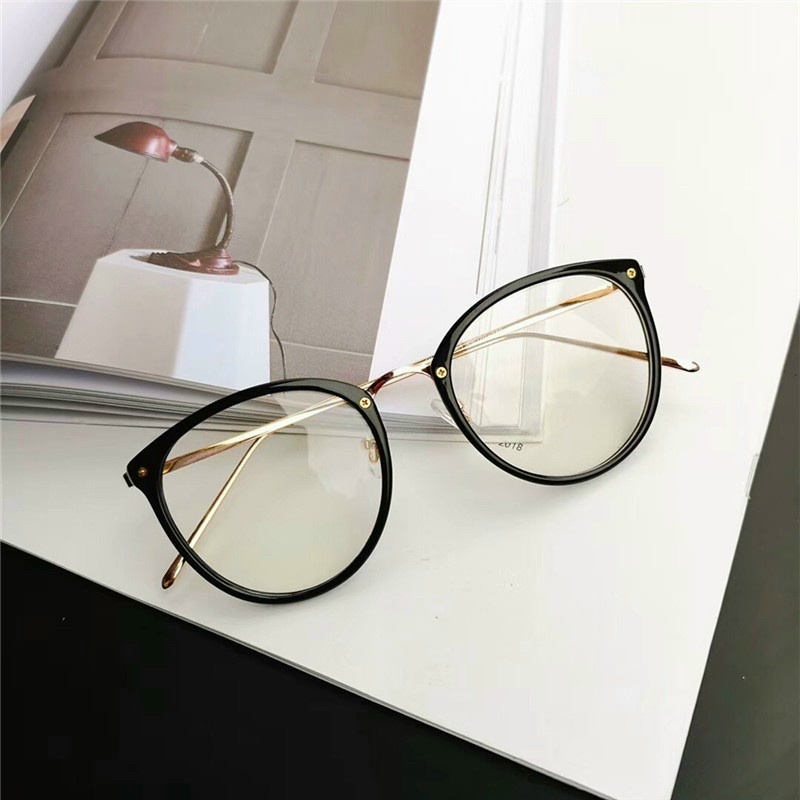 Kính giả cận thời trang cao cấp JJ9058 gọng kim loại, tròng kính mắt mèo siêu đẹp, chống nắng, chống tia UV dành cho nữ