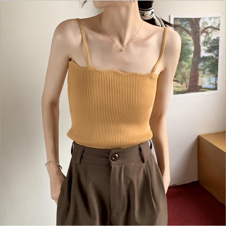 Áo dệt kim không tay phong cách retro thời trang mùa hè Hàn Quốc cho nữ | BigBuy360 - bigbuy360.vn