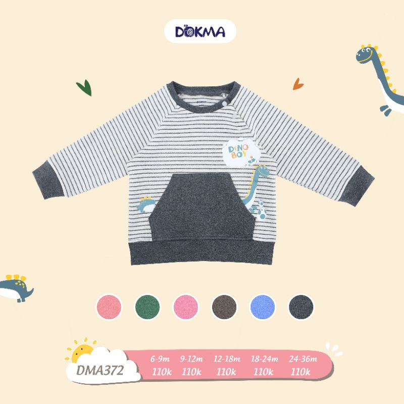 Áo nỉ dài tay Dokma túi trước chất cotton dày 6-24M