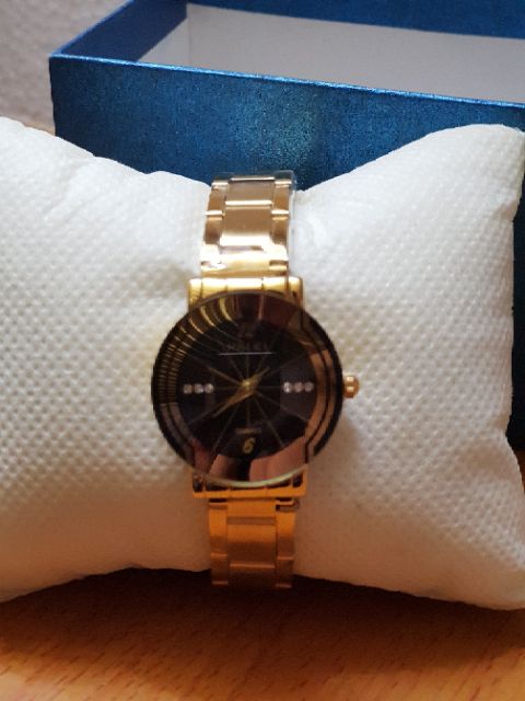 Đồng hồ Nữ HALEI dây vàng mặt đen sang trọng và cao cấp | BigBuy360 - bigbuy360.vn