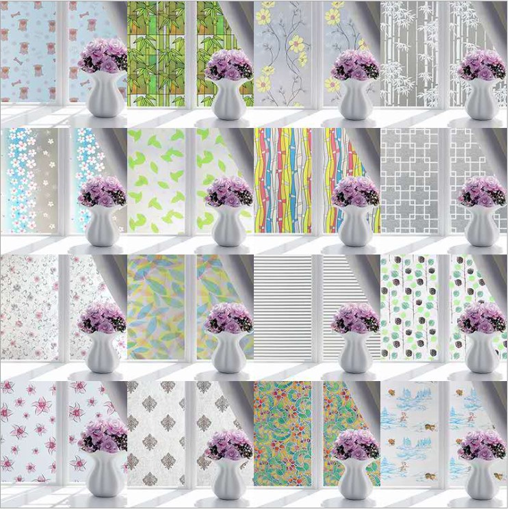 Decal Dán Kính Mờ PVC 45cm Rộng x 1m Dài có sẵn keo Hoa Lá KK001