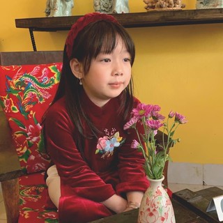 Bờm tết nhung cho bé mặc áo dài