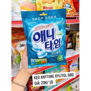 Kẹo Lotte Anytime không đường vị bạc hà, 60g/ gói