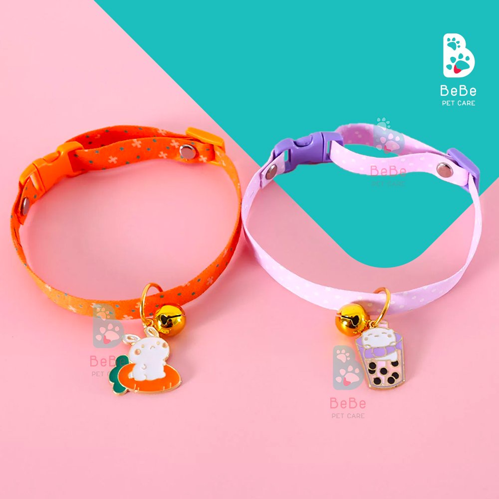 [Siêu Xinh] Vòng Cổ Hoạ Tiết Đáng Yêu Kèm Mặt Đá &amp; Chuông Cho Thú Cưng