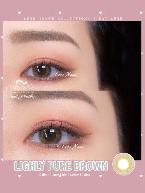 LENS 1 NGÀY LIGHLY PURE BROWN- LENS TOWN ( LENS XOẮN)