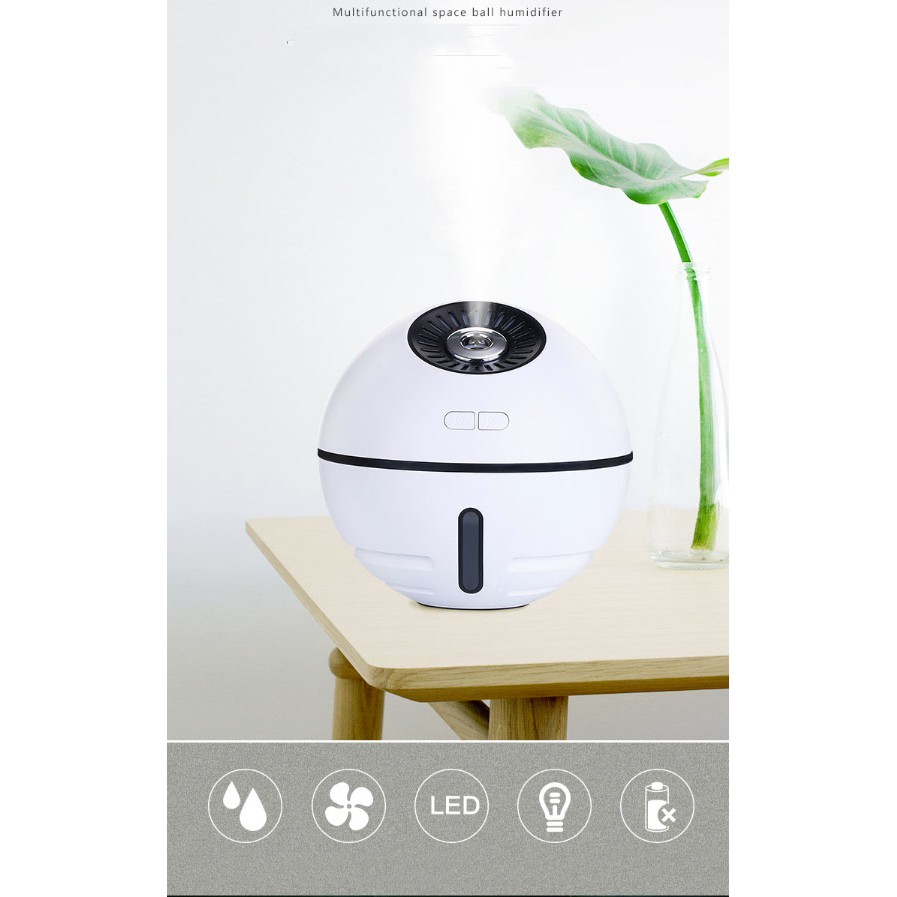 Máy phun sương tạo ẩm khuếch tán tinh dầu quả cầu Space Ball humidifier GXZ-J616 cao cấp tích hợp đèn, quạt mini