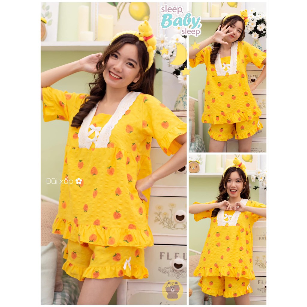 Đồ bộ vải đũi dễ thương (40-60kg) | BigBuy360 - bigbuy360.vn