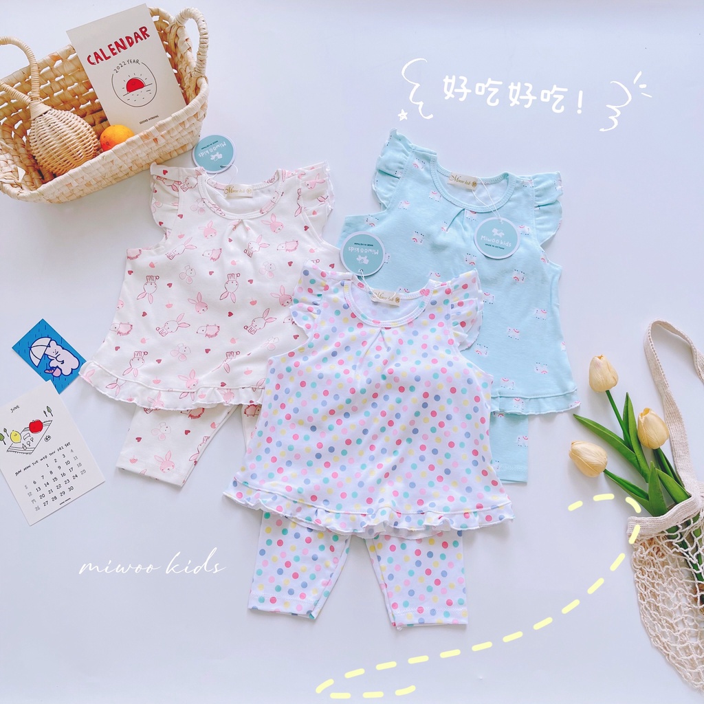 Bộ Cánh Tiên Quần Ngố Chất Cotton Bozip Co Giãn Mềm Mịn/ Bộ Lửng Cho Bé Gái [8-20kg]