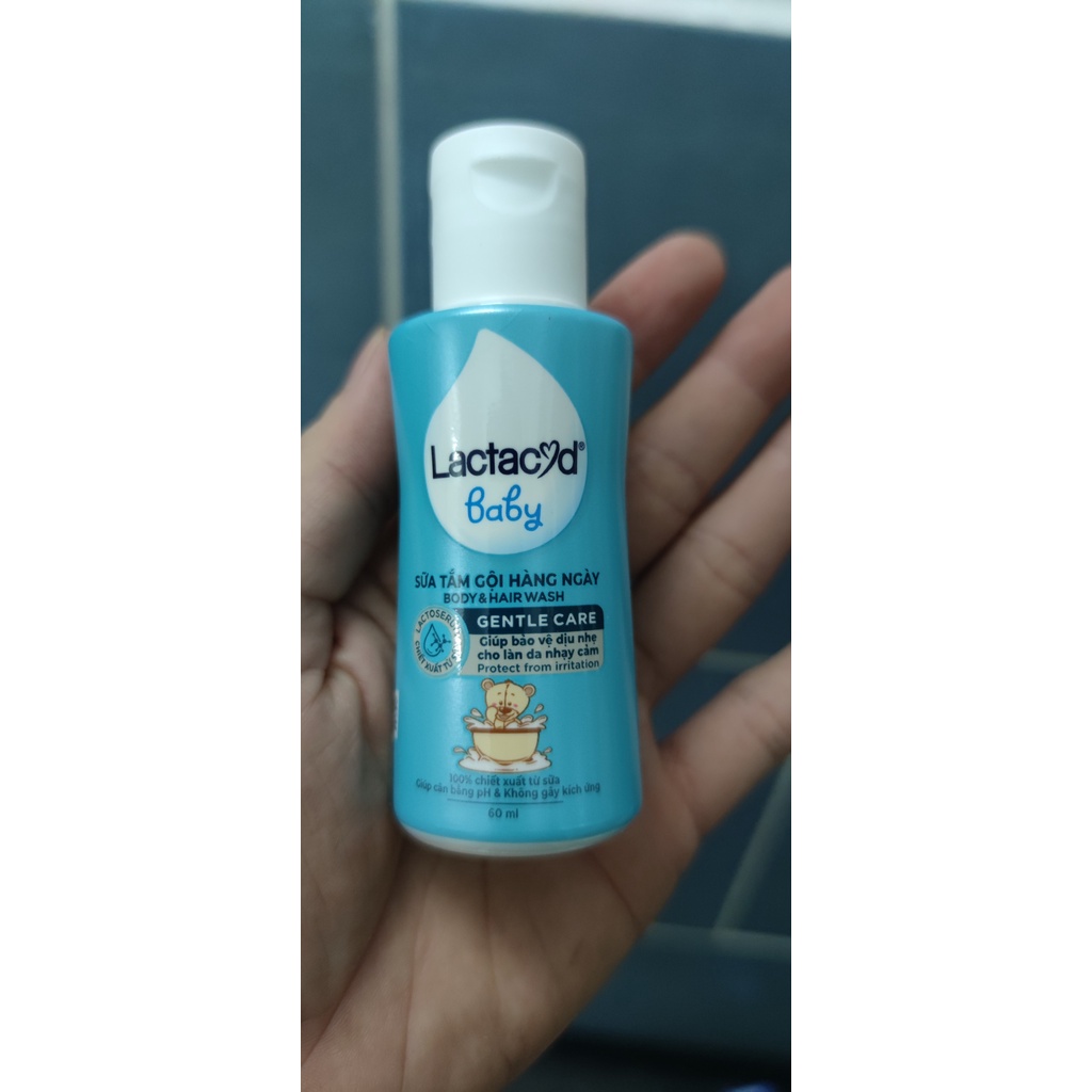 Sữa tắm gội cho bé Lactacyd chai 60ml - ngăn ngừa rôm xảy