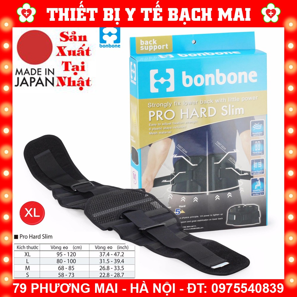 Đai Lưng Bonbone Pro Hard Slim [Chính Hãng Nhật Bản] Cố Định Cột Sống, Thắt Lưng, Thoát Vị, Thoái Hóa