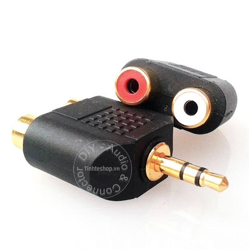 Đầu chuyển 3.5 ra 2 RCA audio R+L 1 chiếc - 3.5mm male stereo to 2 RCA female adapter
