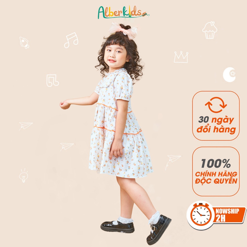 Váy bé gái ALBERKIDS ngắn tay họa tiết Elli dress công chúa xinh đẹp cho trẻ em từ 2,3,4,5,6,7,8,9,10,11,12 tuổi [V48]