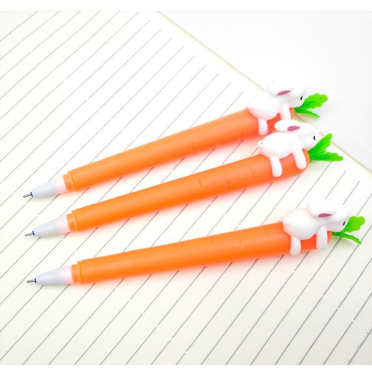 Bút nước mực đen thỏ cà rốt, bút gel thỏ gặm cà rốt
