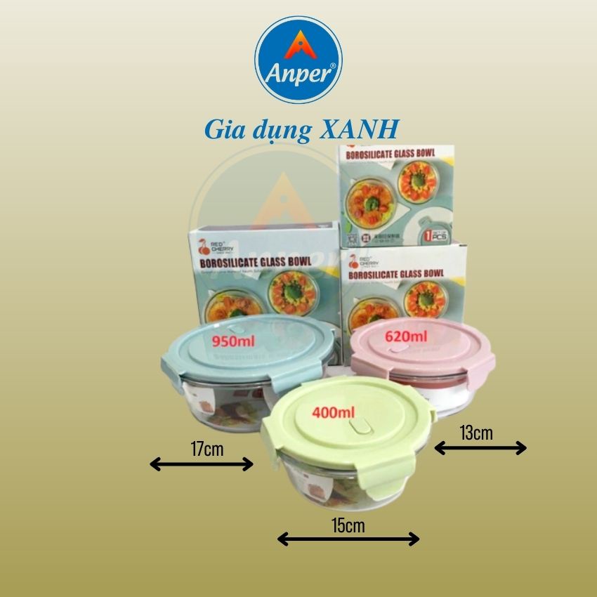 Hộp thuỷ tinh 650ml 960ml 1040ml ANPER  Hộp Cơm Thủy Tinh Hộp Đựng thức ăn thố thủy tinh hộp đựng thực phẩm