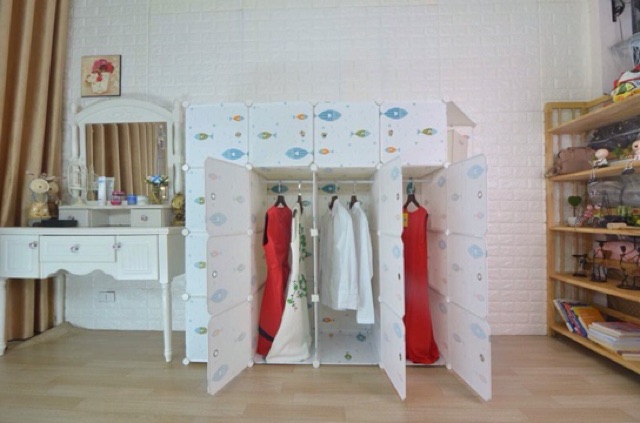 Tủ nhựa ghép 15 ô kèm 5 góc sâu 47cm. Tặng kèm 3 treo đồ. Mẫu tiện dụng Và bán chạy nhất