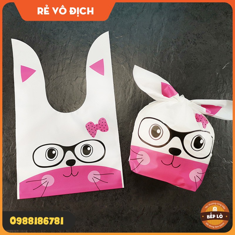 Túi Tai Thỏ Cỡ Trung Bình Đựng Bánh Kẹo Xinh Xắn Dễ Thương Size 13.5*22cm - Set 10 túi