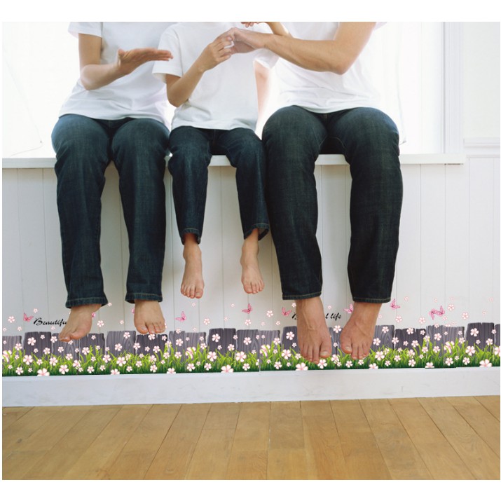 Decal trang trí chân tường hoa sao