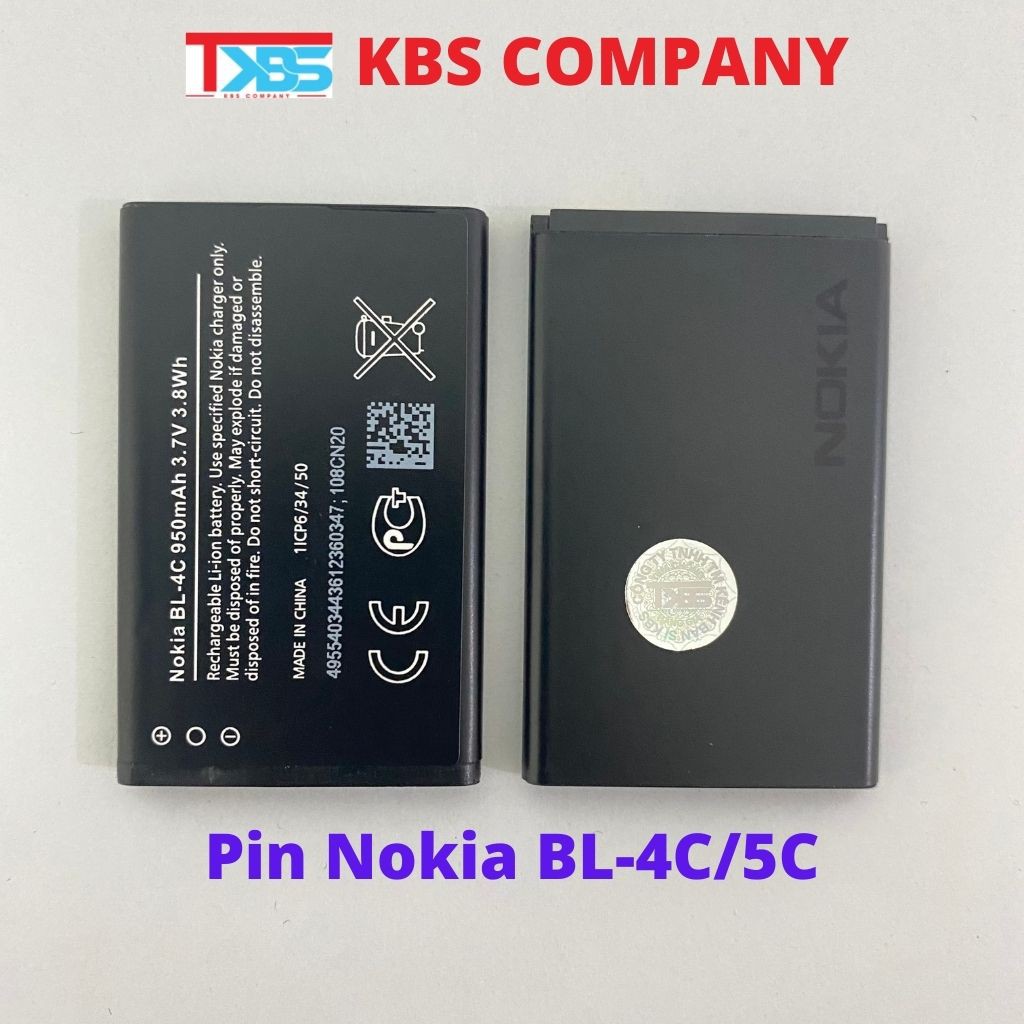 Pin Nokia BL-4C/5C Chính hãng KBS cho máy 1280/1200/105/1110i/1202. Bảo hành 6 tháng.