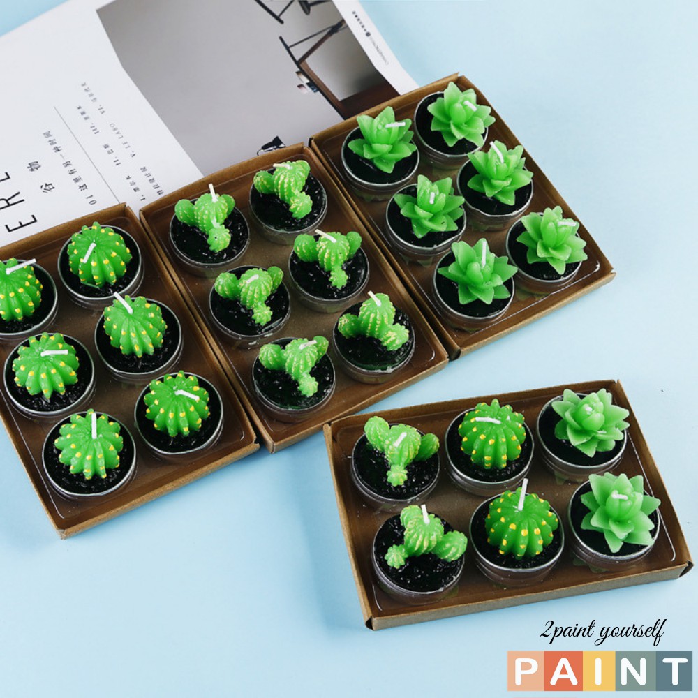 Nến trang trí hình xương rồng phụ kiện trang trí phòng phong cách Hàn Quốc