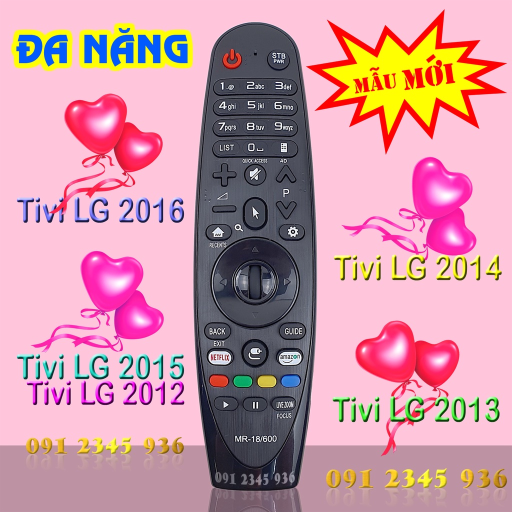 Điều khiển tivi LG mẫu năm 2016 2015 2014 2013 2012 có Chuột bay Không giọng nói Magic Remote MR-18/600 Made in TAIWAN