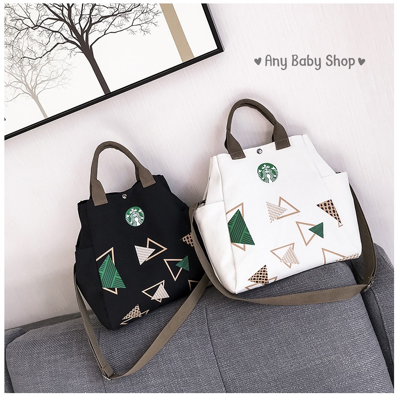 Túi tote- túi vải Ulzzang Starbucks vừa xách vừa đeo chéo 2 màu sang chảnh (hàng có sẵn)    ❣❣