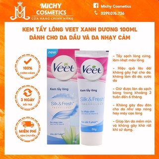 Kem tẩy lông Veet xanh dương 100ml dành cho da dầu và da nhạy cảm