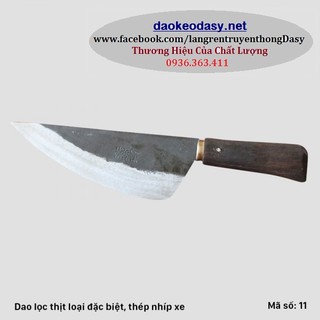 Dao Lọc thịt (dao bầu) nhíp xe Đa Sỹ Chuôi Gỗ Xoan